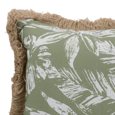 Tahiti Sage Escape - 50x50cm Fringed Outdoor Cushion (ETA Late May 26)