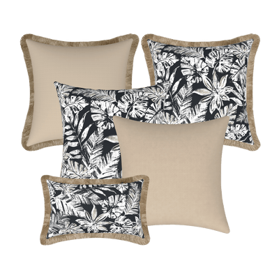 Tahiti Outdoor Cushions Stylist Selection - Black Escape with Sandstone 5pc