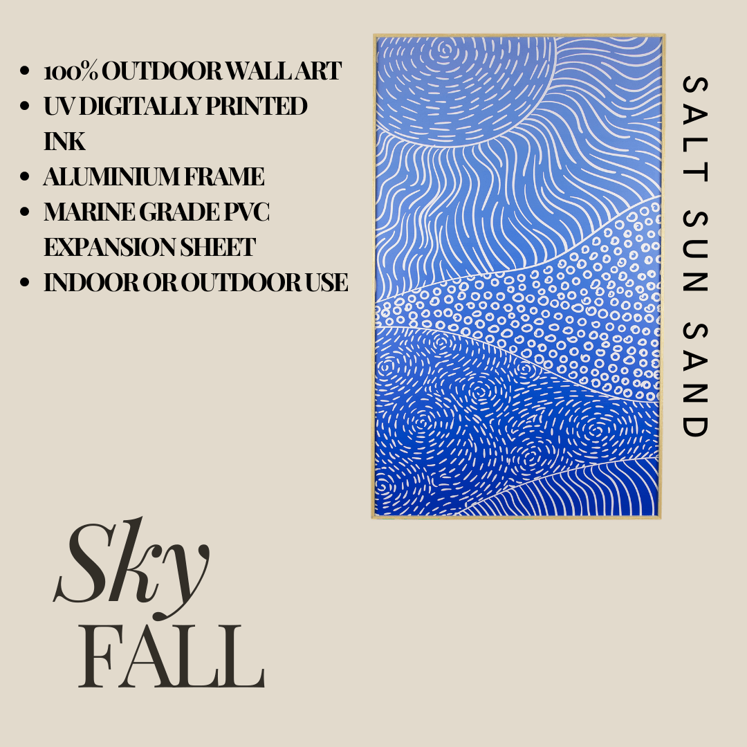 Sky Fall - 60 x 100cm Outdoor Wall Art with Beech Aluminium Frame