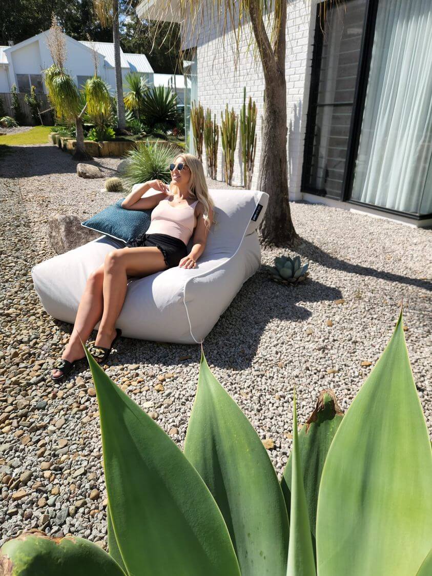 Torquay Outdoor Pool Bean Bag in Tweed Beige