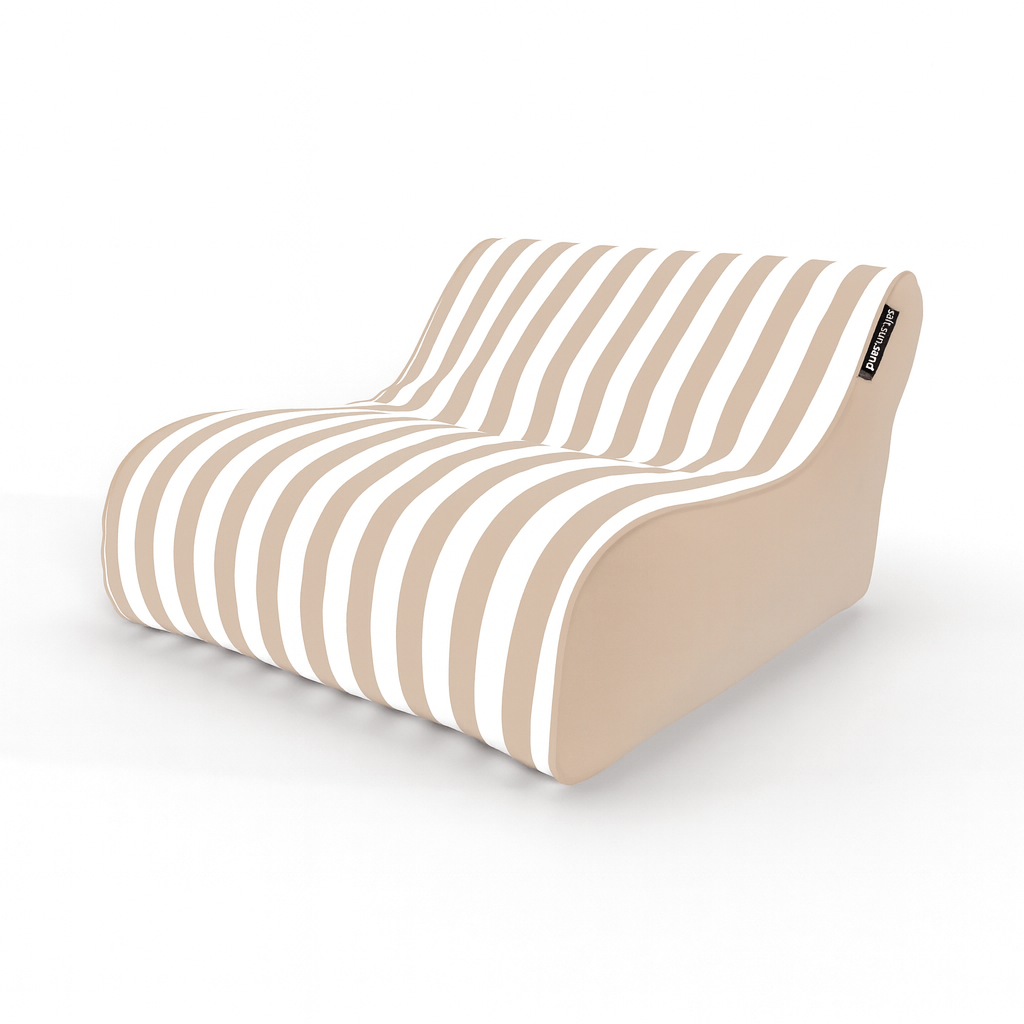 Torquay Outdoor Pool Bean Bag in Taupe Stripe