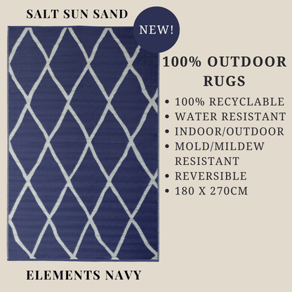 Elements Navy Large Outdoor Rug in PP - 180 x 270 cm