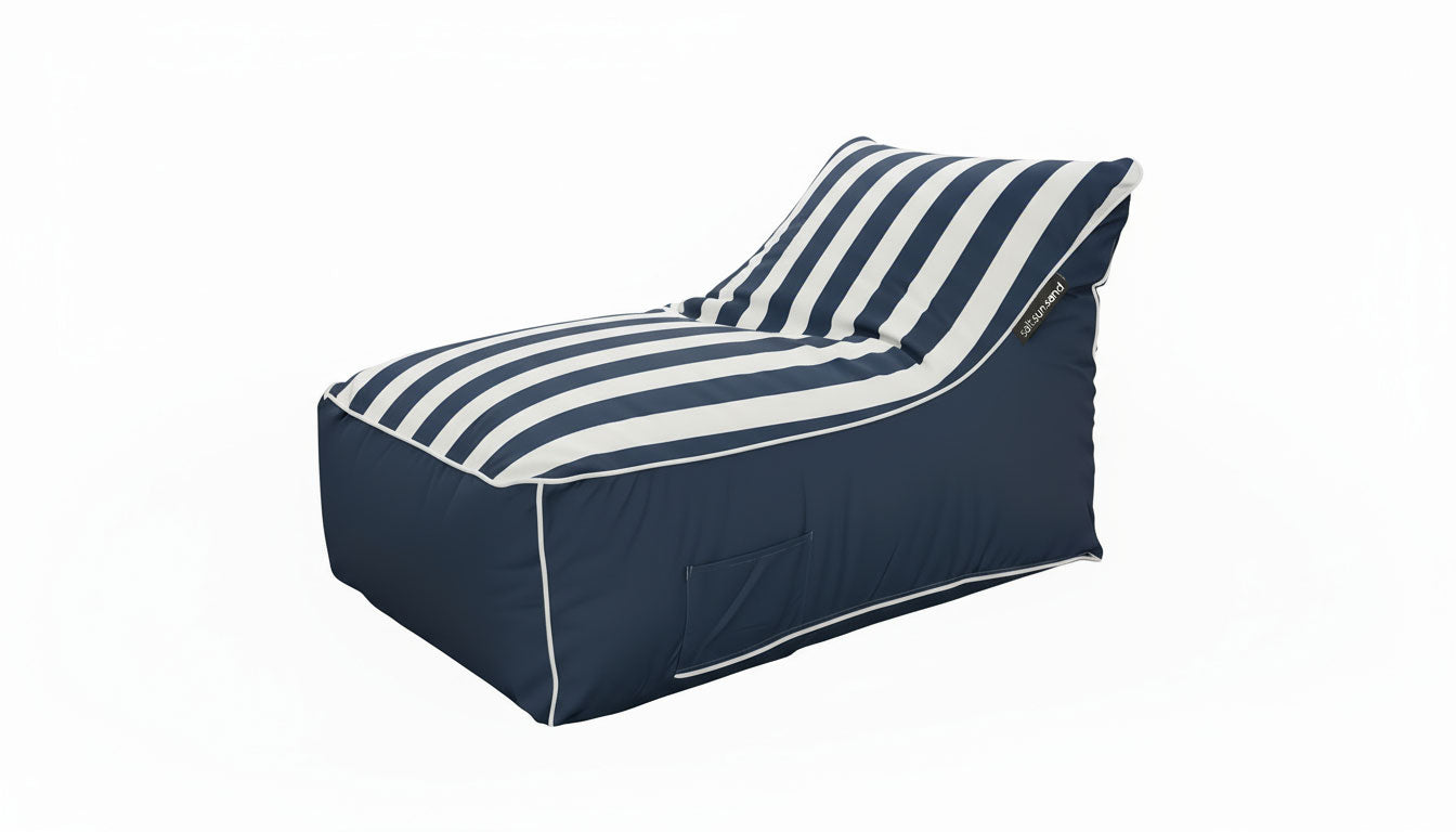 Kirra Outdoor Bean Bag Chair in Navy Stripe
