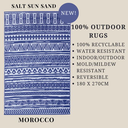 Morocco Blue Outdoor Rug in PP - 180 x 270 cm