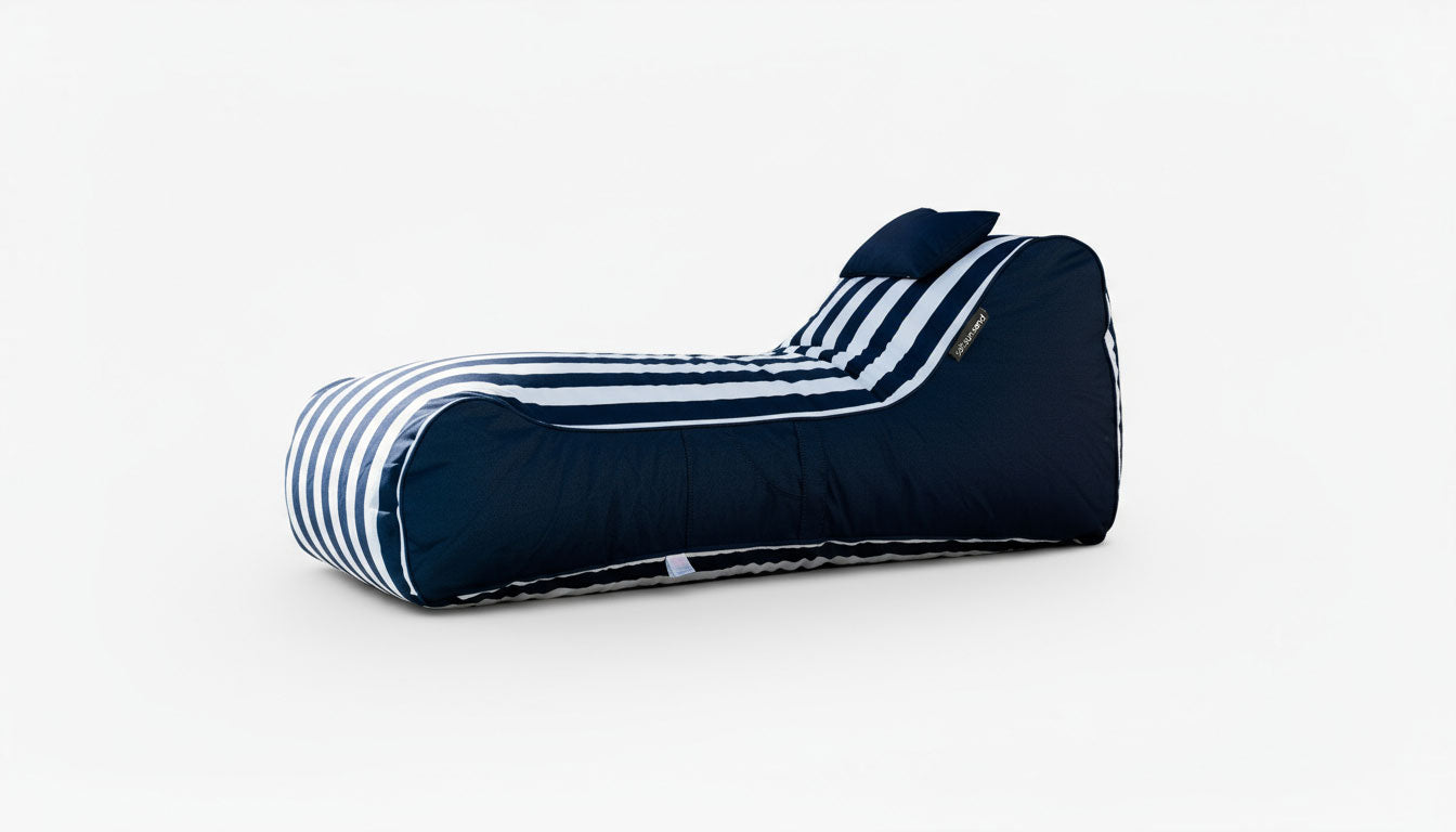 Bondi Outdoor Bean Bag in Navy Stripe