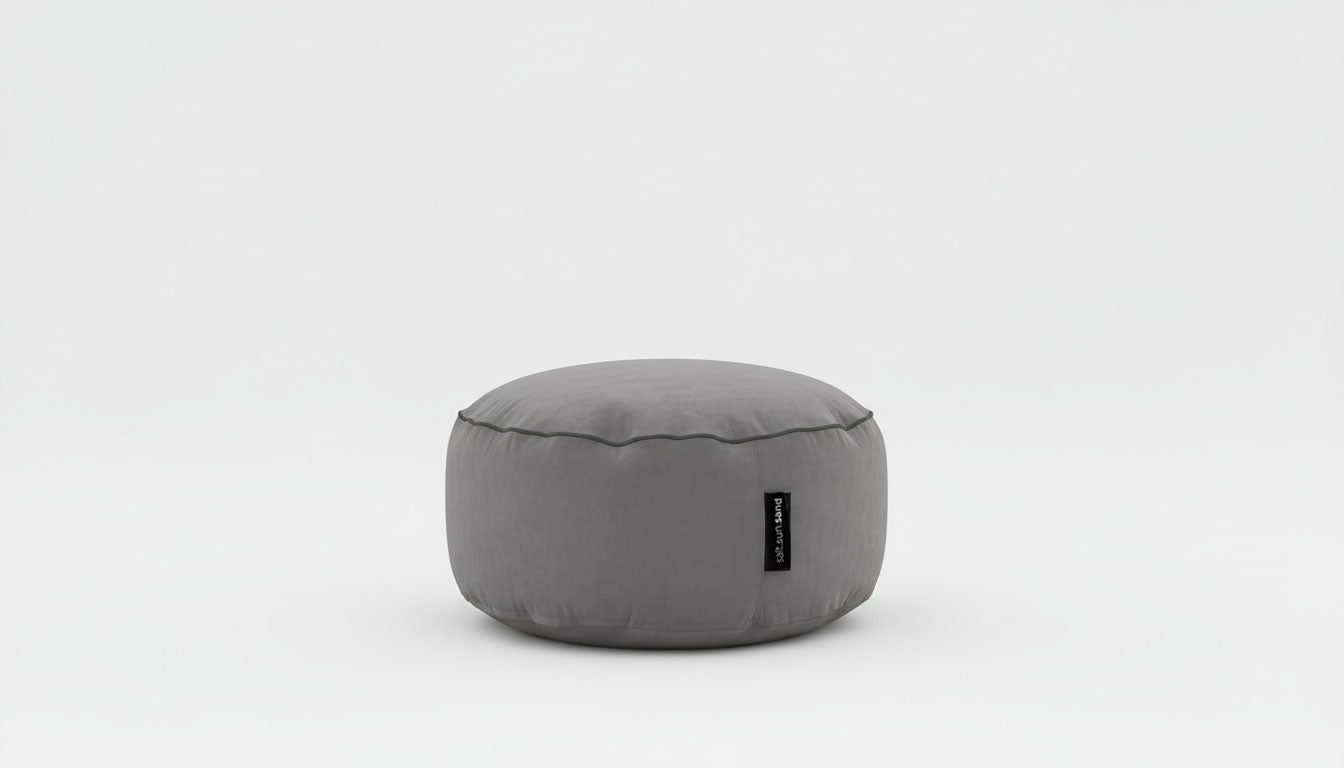 Byron Bay Outdoor Ottoman in Black Check