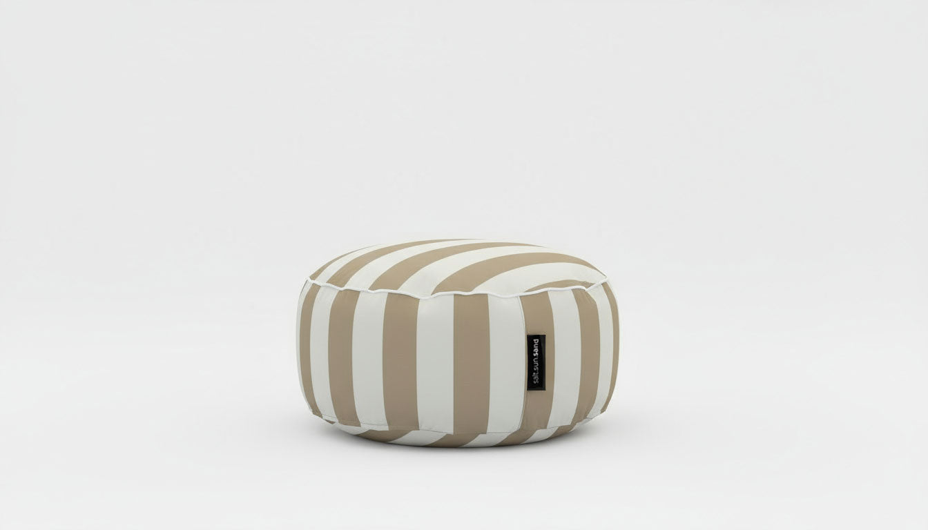Byron Bay Outdoor Ottoman in Taupe Stripe
