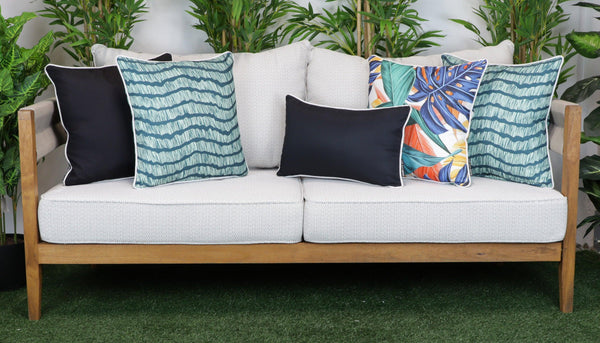 Black Outdoor Cushions | Teal Outdoor Cushions | Alpine Adventure Stylist Selection