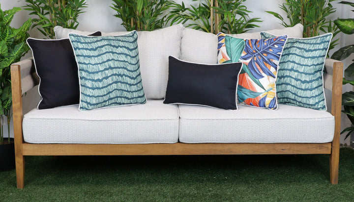 Black Outdoor Cushions | Teal Outdoor Cushions | Alpine Adventure Stylist Selection