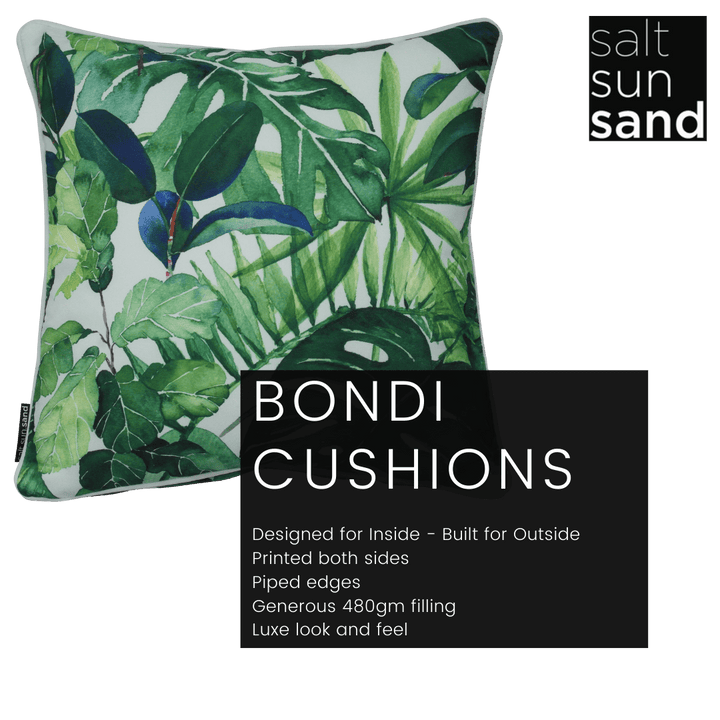 Bondi Feeling Green - 45 x 45 cm Piped Outdoor Cushion - saltsunsand