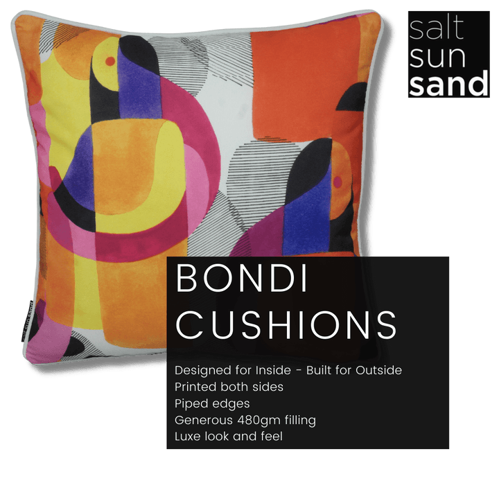 Bondi Colour Pop - 45 x 45 cm Piped Outdoor Cushion - saltsunsand