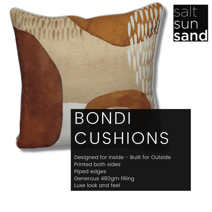 Bondi Red Centre - 45 x 45 cm Piped Outdoor Cushion - saltsunsand