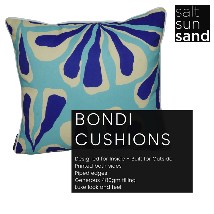 Bondi Arctic Burst - 45 x 45 cm Piped Outdoor Cushion - saltsunsand