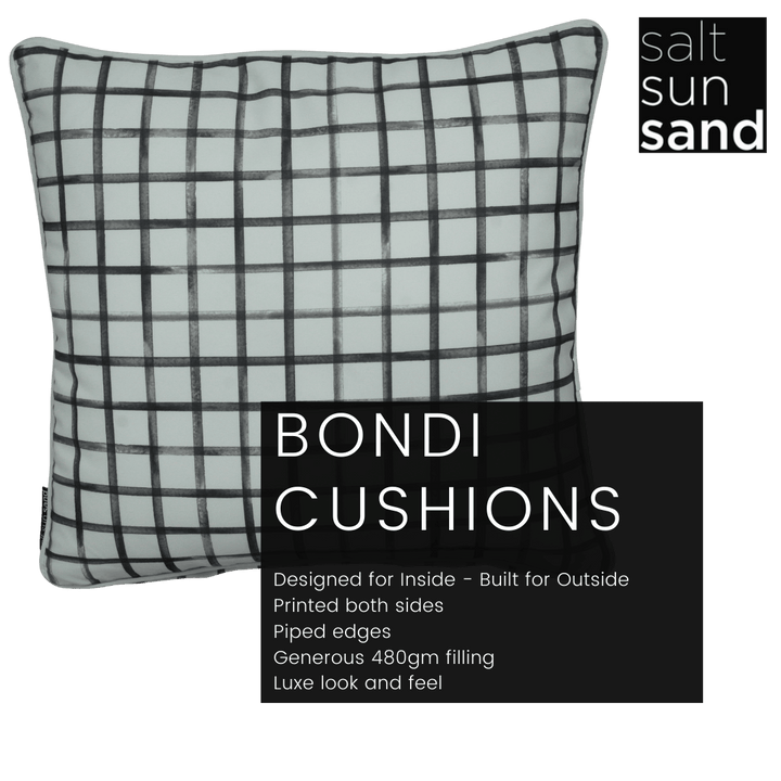 Bondi Sudoku - 45 x 45 cm Piped Outdoor Cushion - saltsunsand