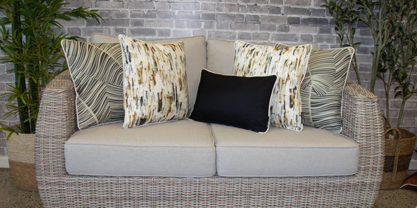 Black Outdoor Cushions | Rustic Outdoor Cushions | Neutral Outdoor Cushions | Dynamic Stylist Selection