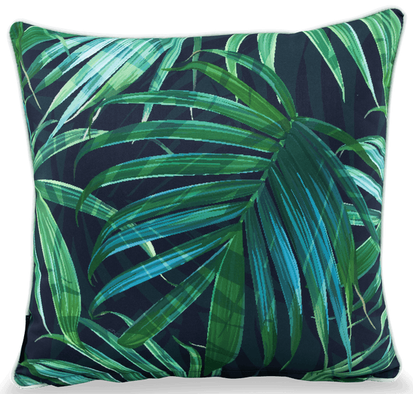 Teal Outdoor Cushions | Tropical Outdoor Cushions | Green Floral Outdoor Cushions - Night Garden