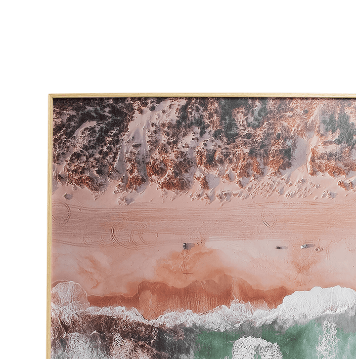 Ocean and Earth 1 - 60 x 100cm Outdoor UV Wall Art with Beech Aluminium Frame - saltsunsand