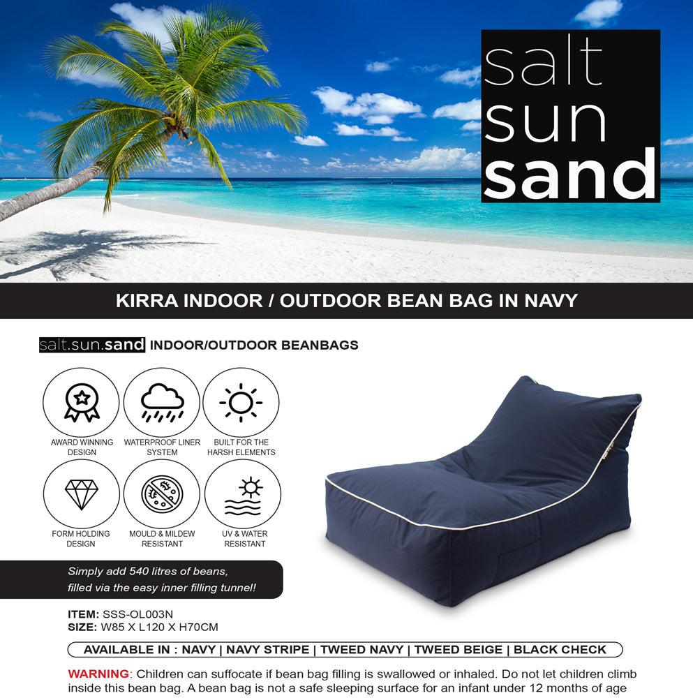 Kirra Indoor/Outdoor Bean Bag in Navy - saltsunsand