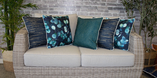 Teal Outdoor Cushions | Hamptons Outdoor Cushions | Navy Outdoor Cushions | Shimmer Within Stylist Selection