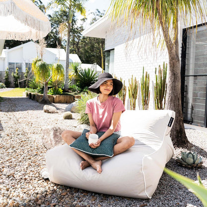 Torquay Indoor/Outdoor Bean Bag in Tweed Beige - saltsunsand