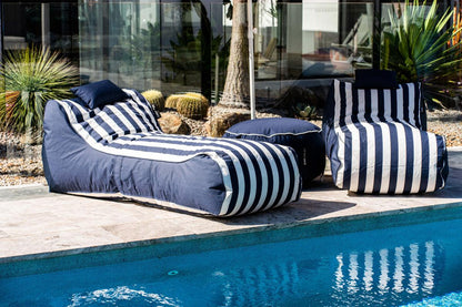 Bondi Indoor/Outdoor Bean Bag in Navy Stripe - saltsunsand