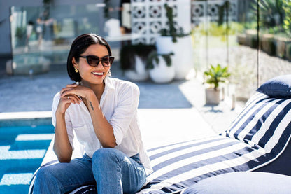 Bondi Indoor/Outdoor Bean Bag in Navy Stripe - saltsunsand