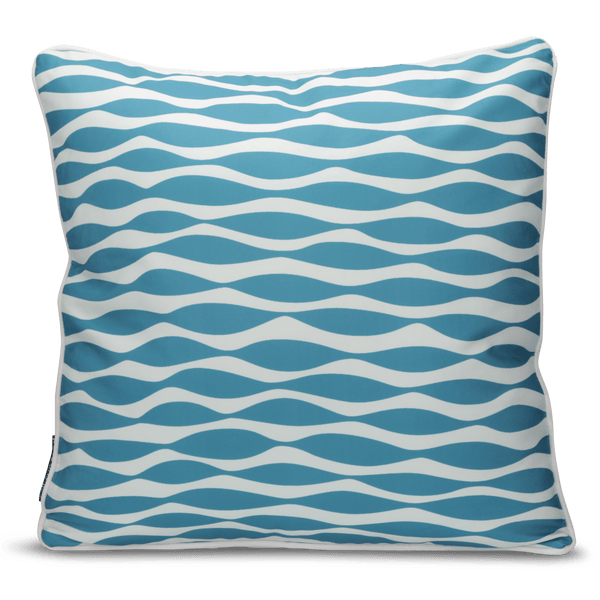 Teal Outdoor Cushions - Waves
